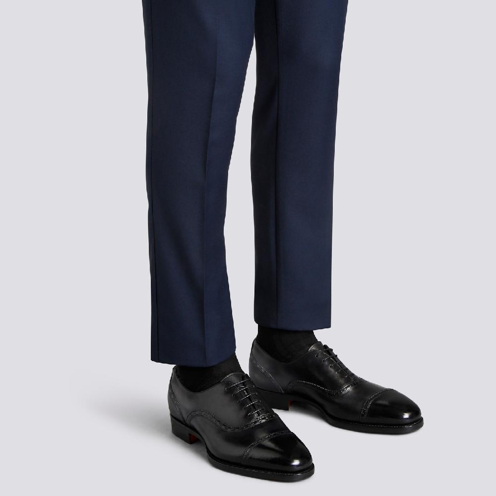 Santoni Stringata Oxford da uomo in pelle nera Affare Del Giorno
