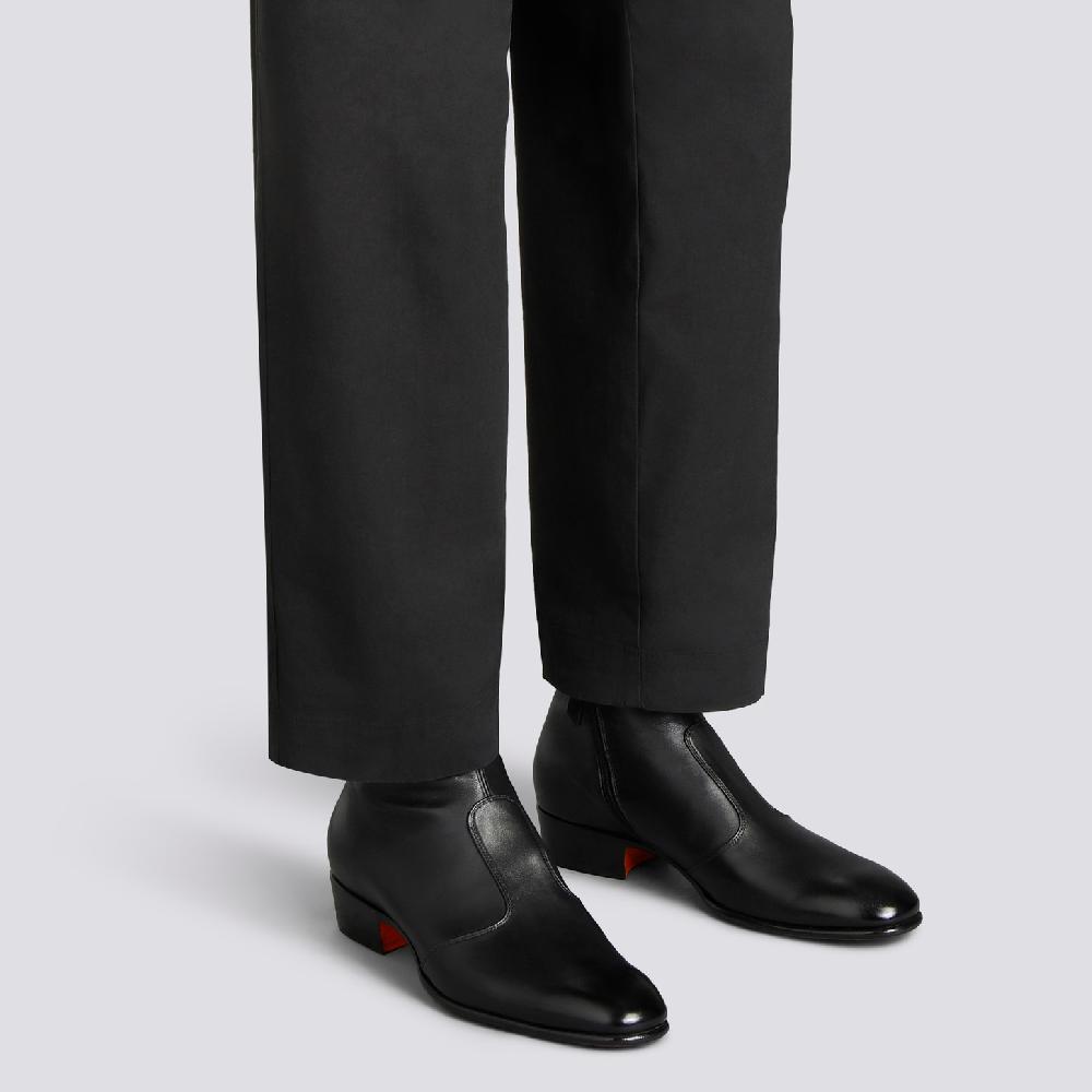 Santoni Stivaletto da uomo in pelle nera Prezzo Ridotto