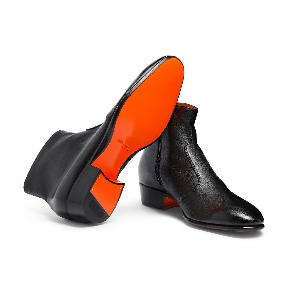 Santoni Stivaletto da uomo in pelle nera Prezzo Ridotto