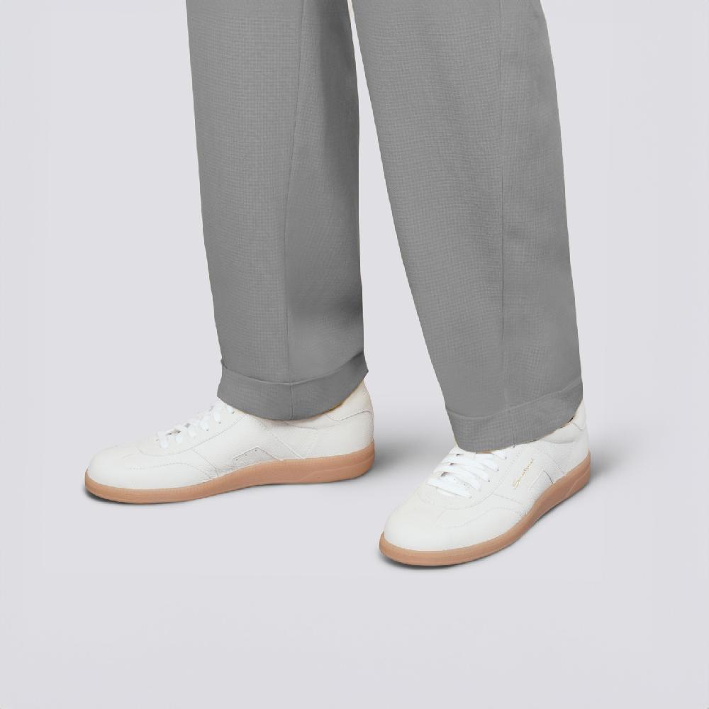 Santoni DBS Oly sneaker da uomo in pelle bottalata bianca Sottocosto