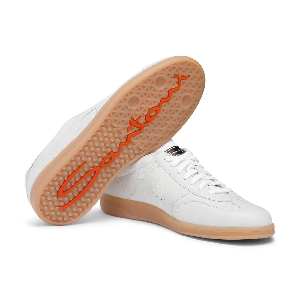 Santoni DBS Oly sneaker da uomo in pelle bottalata bianca Sottocosto