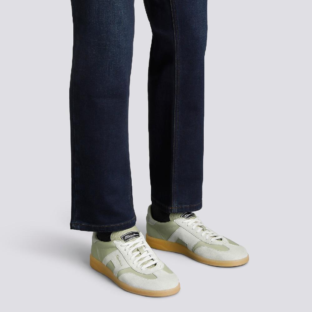 Santoni Sneaker DBS Oly da uomo in pelle e suede verde chiaro Convenienza