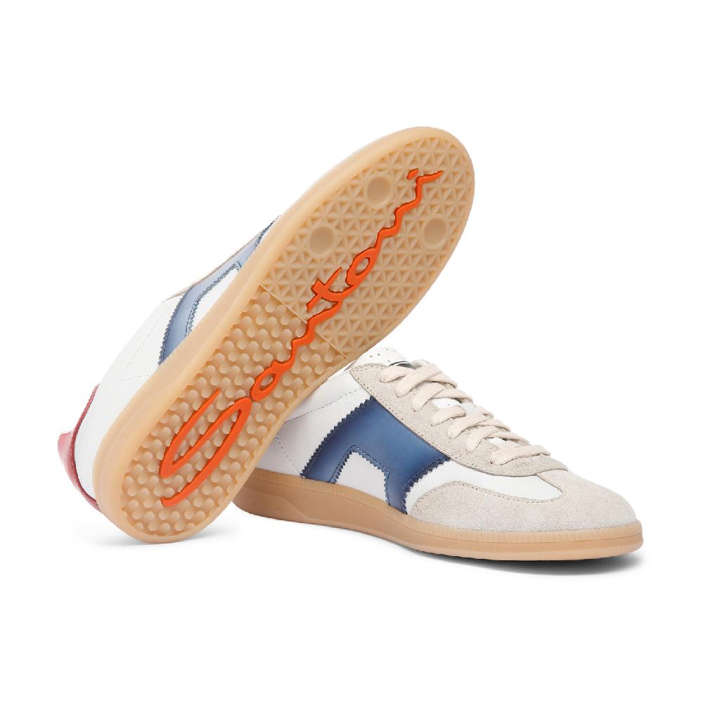 Santoni DBS Oly sneaker da uomo in pelle e suede rosso blu e beige Novità