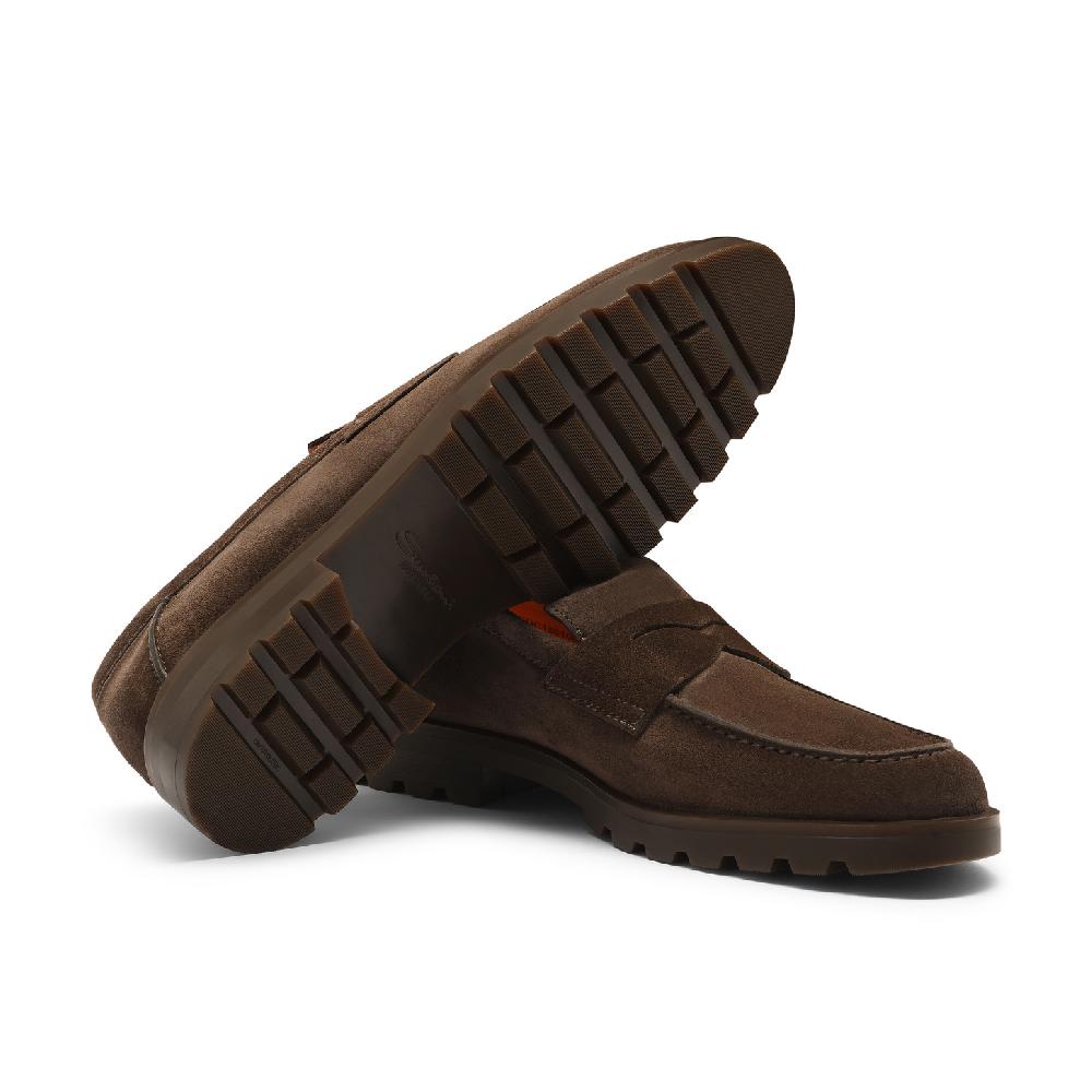 Santoni Mocassino penny da uomo in suede testa di moro Economico