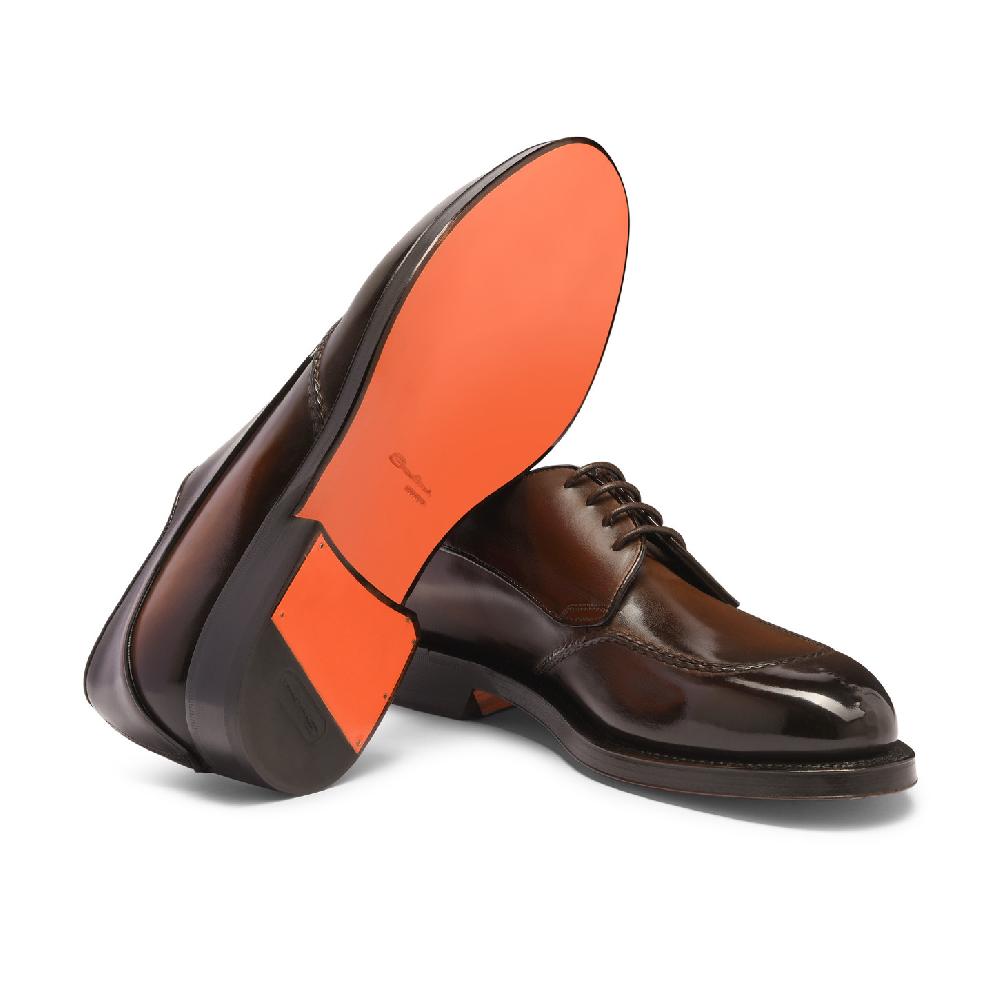 Santoni Stringata Derby da uomo in pelle testa di moro Outlet