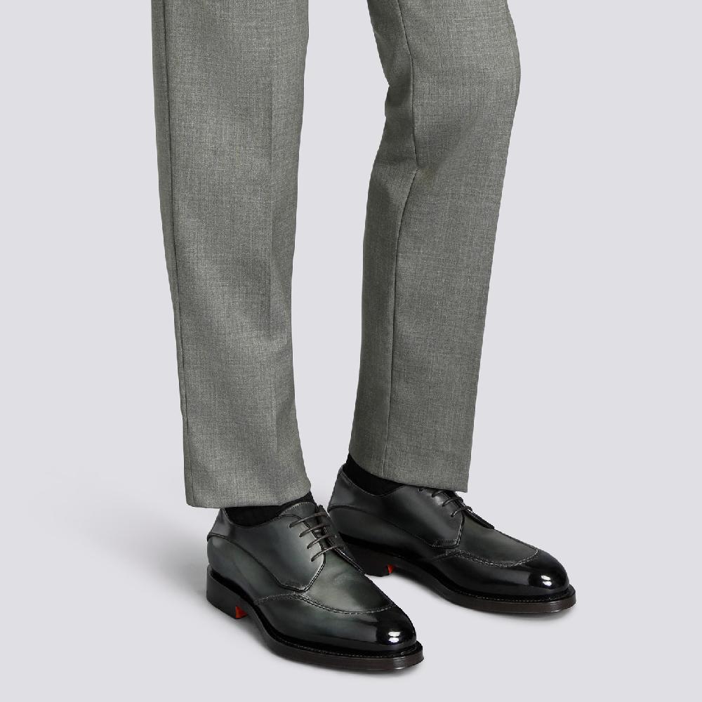 Santoni Stringata Derby da uomo in pelle verde In Vendita