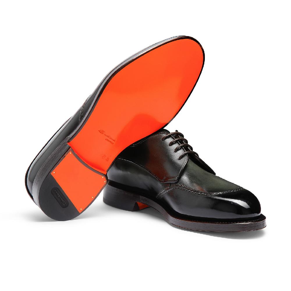 Santoni Stringata Derby da uomo in pelle verde In Vendita