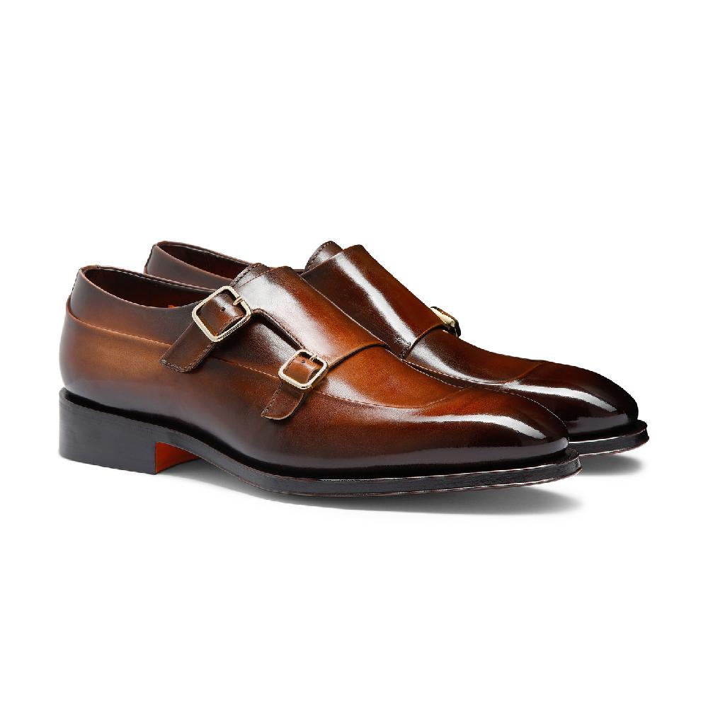 Santoni Doppia fibbia da uomo in pelle testa di moro Offerte