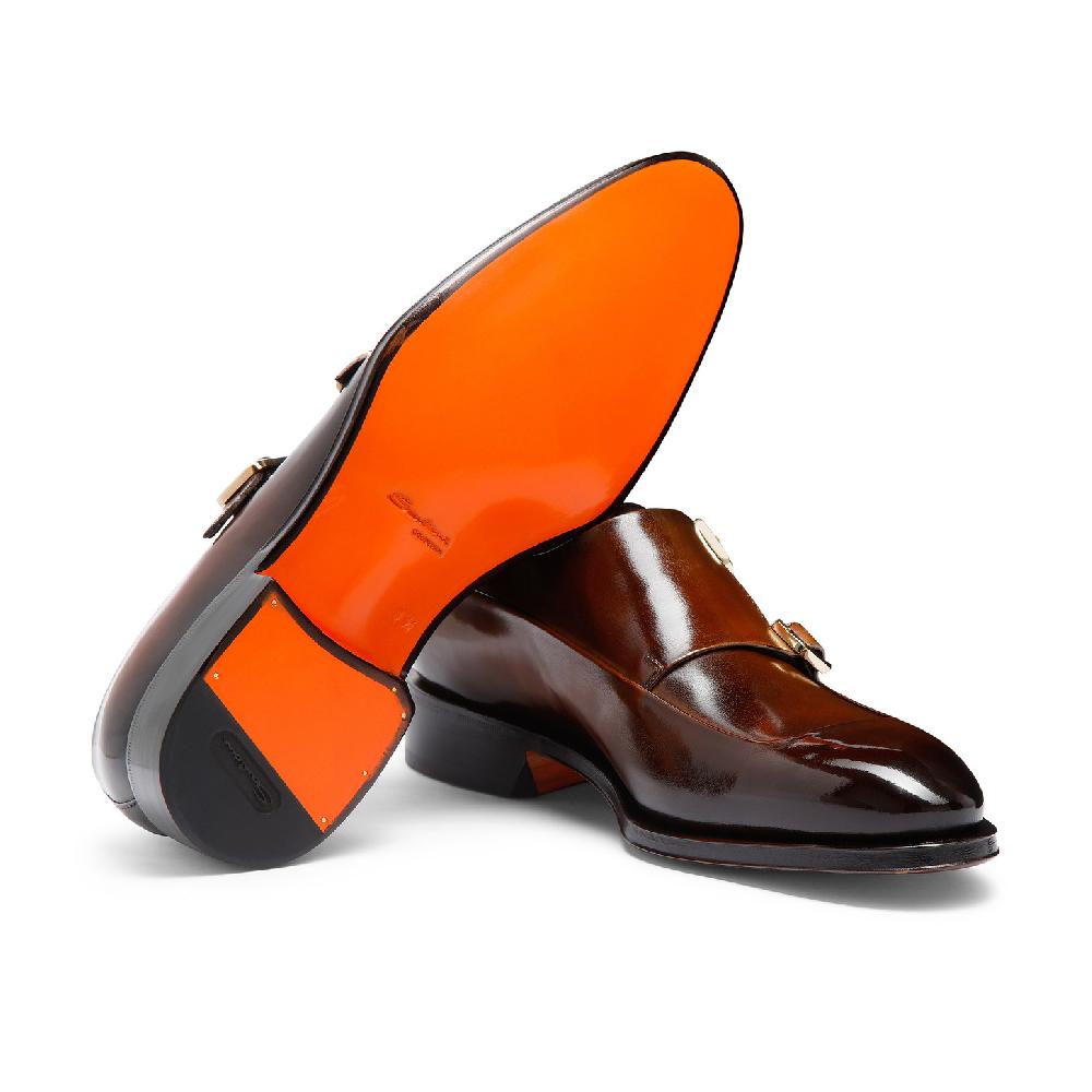 Santoni Doppia fibbia da uomo in pelle testa di moro Offerte