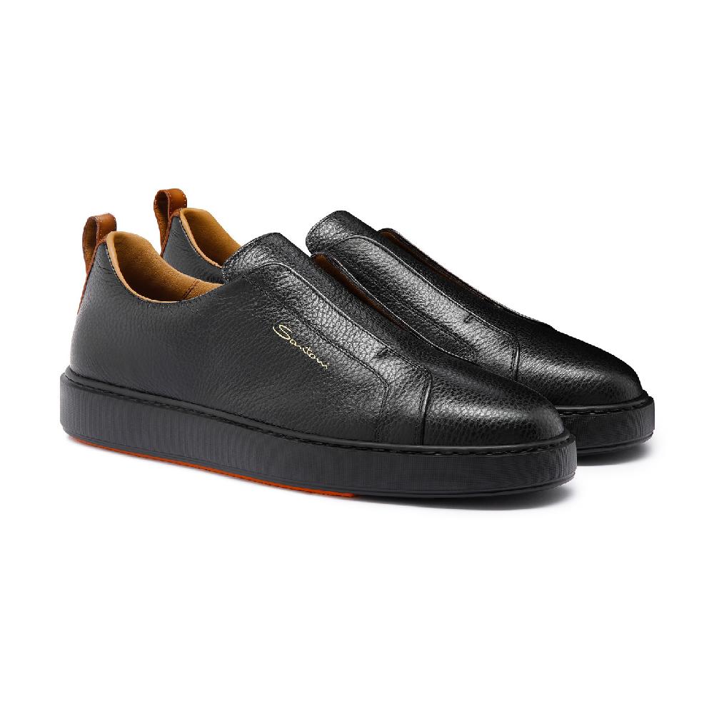 Santoni Sneaker slip-on da uomo in pelle bottalata nera I Più Venduti