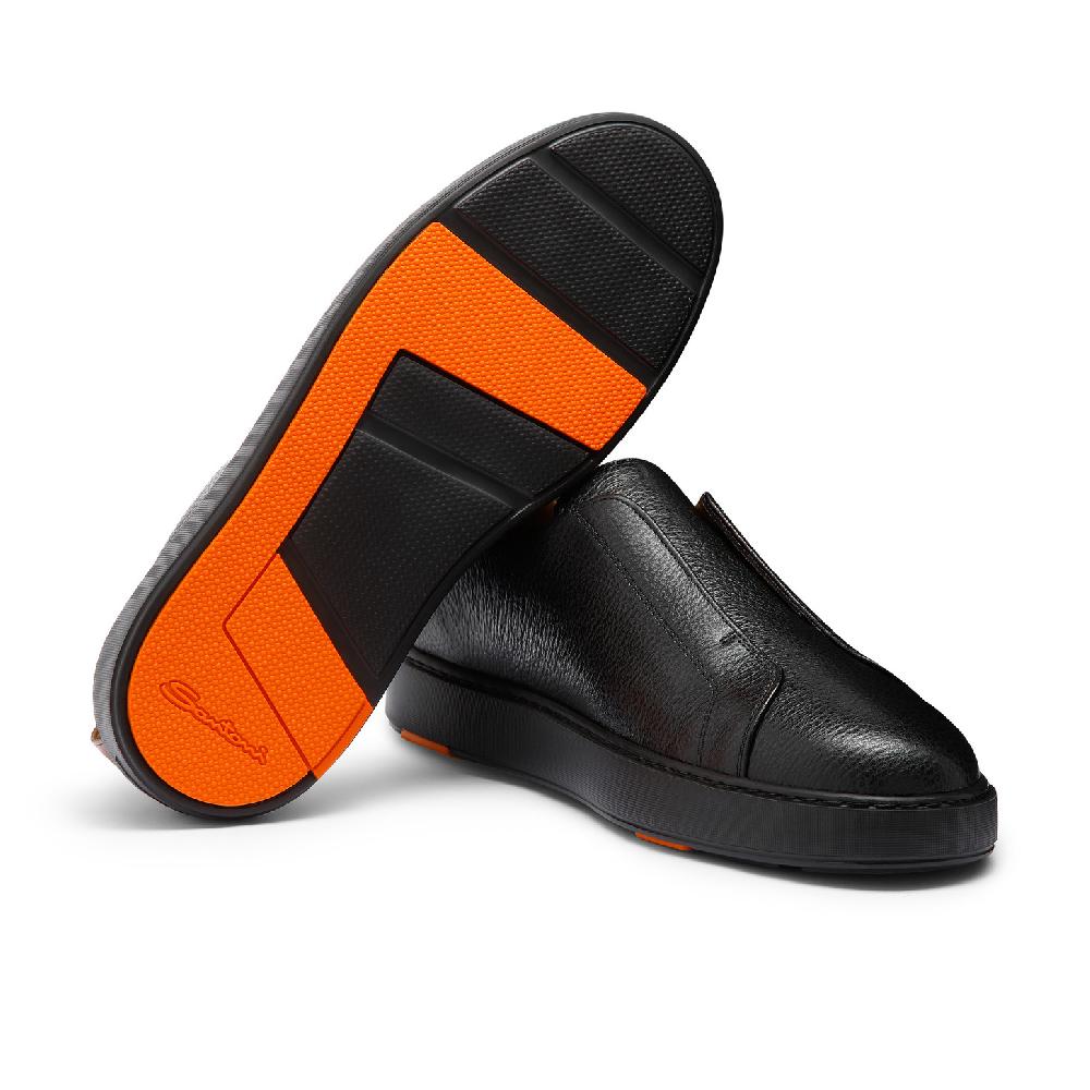 Santoni Sneaker slip-on da uomo in pelle bottalata nera I Più Venduti