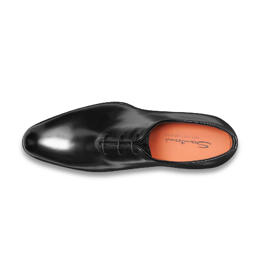 Santoni Stringata oxford da uomo in pelle anticata nera In Saldo