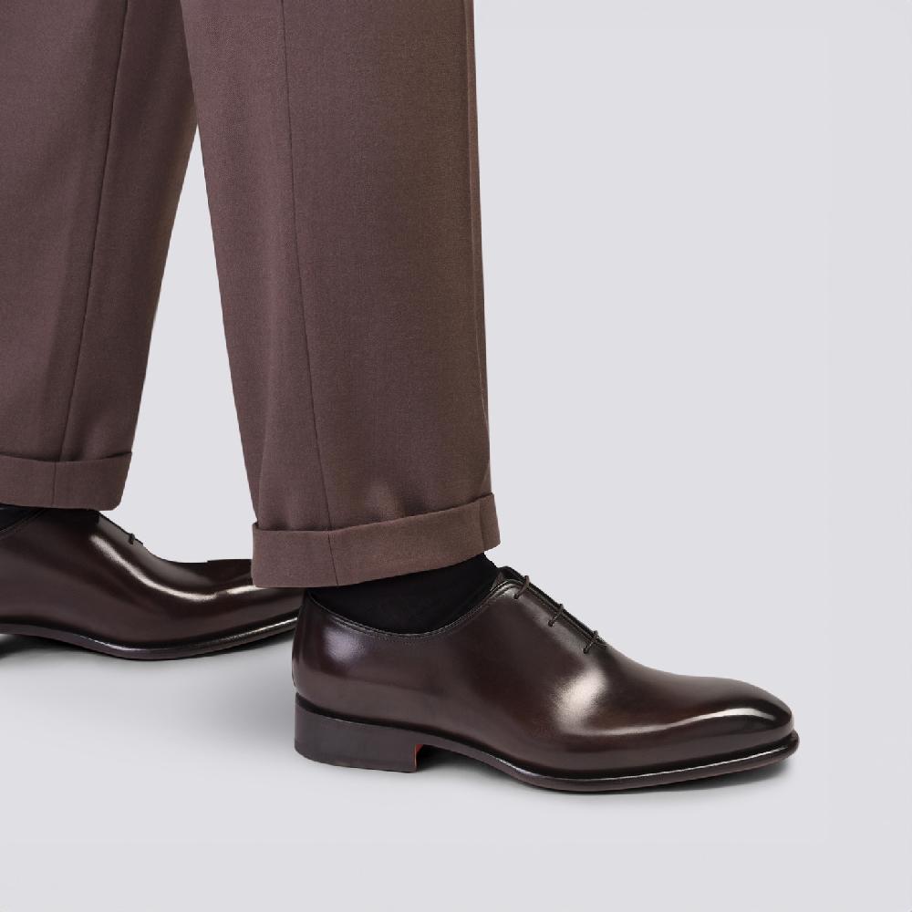 Santoni Stringata oxford da uomo in pelle anticata marrone Nuova