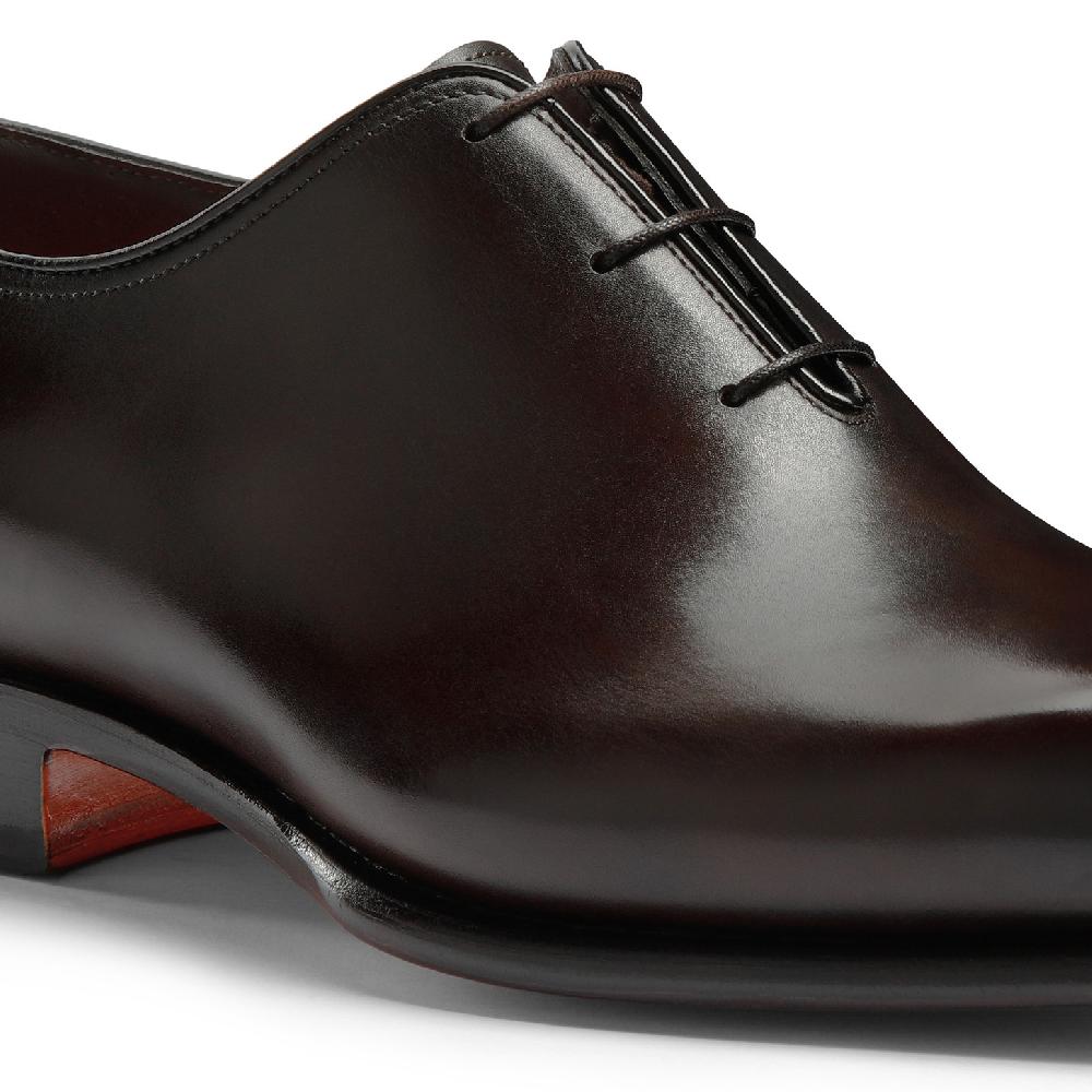 Santoni Stringata oxford da uomo in pelle anticata marrone Nuova