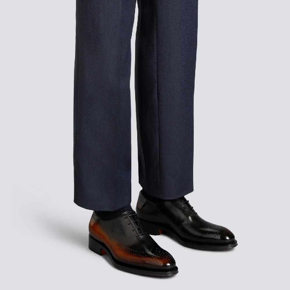 Santoni Stringata oxford brogue da uomo in pelle marrone Moda