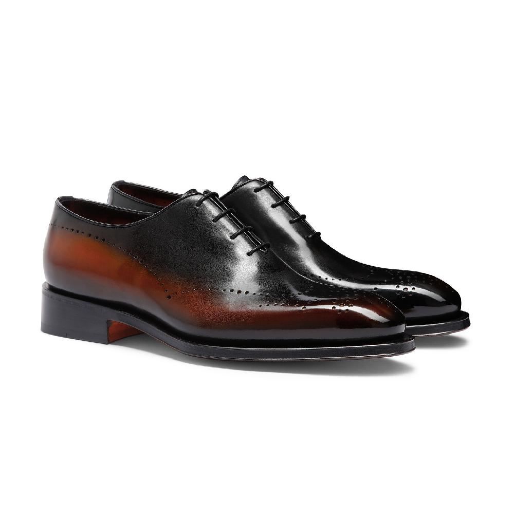 Santoni Stringata oxford brogue da uomo in pelle marrone Moda