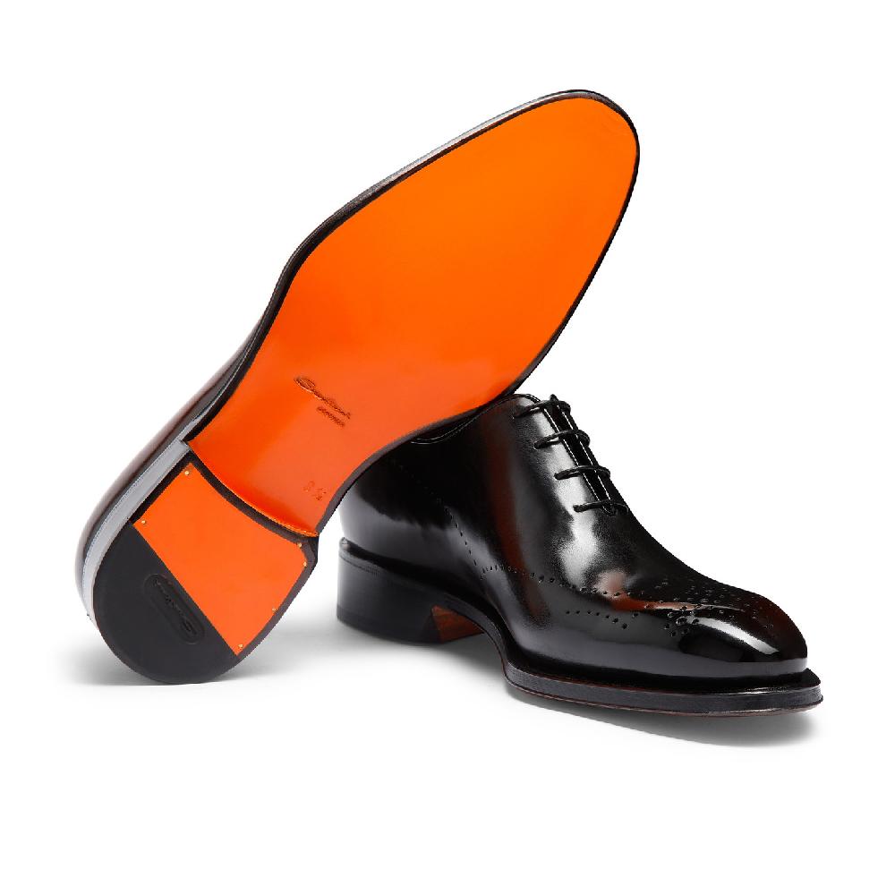 Santoni Stringata oxford brogue da uomo in pelle marrone Moda