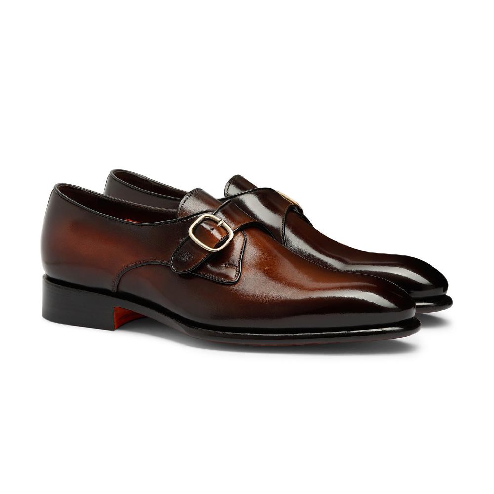 Santoni Mono fibbia da uomo in pelle marrone 2025