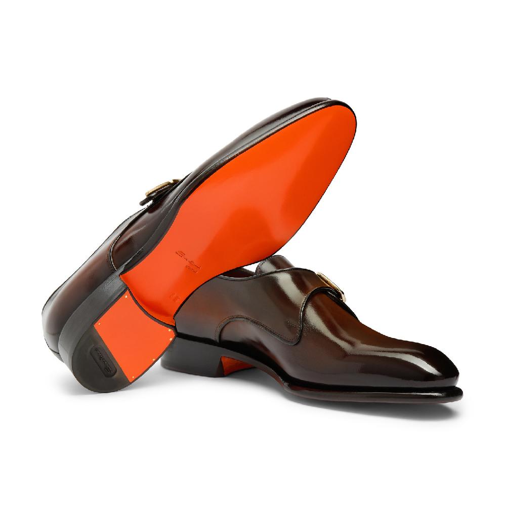 Santoni Mono fibbia da uomo in pelle marrone 2025
