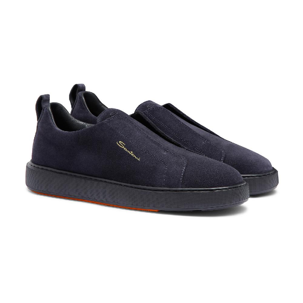 Santoni Sneaker slip-on da uomo in suede blu Italy