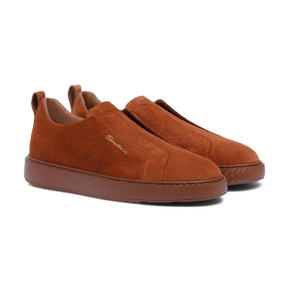 Santoni Sneaker slip-on da uomo in suede marrone Italia
