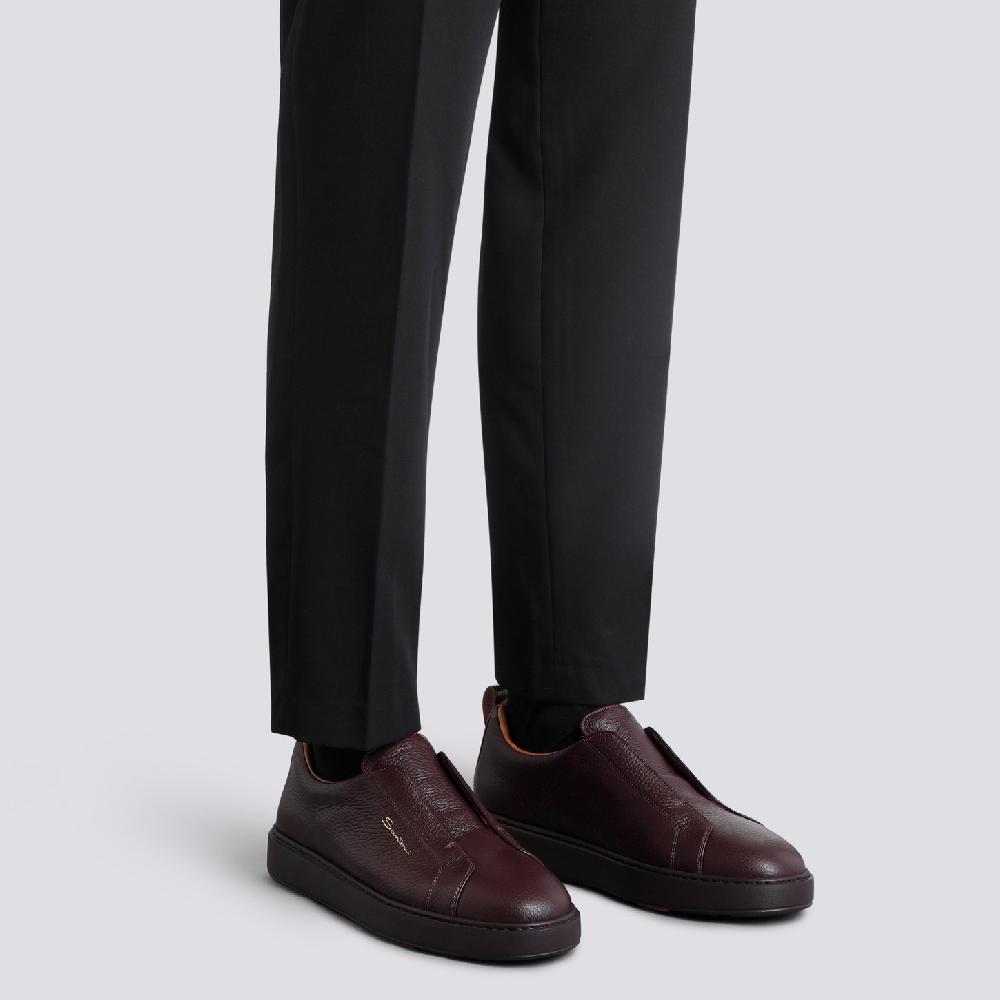 Santoni Sneaker slip-on da uomo in pelle bottalata bordeaux 2025