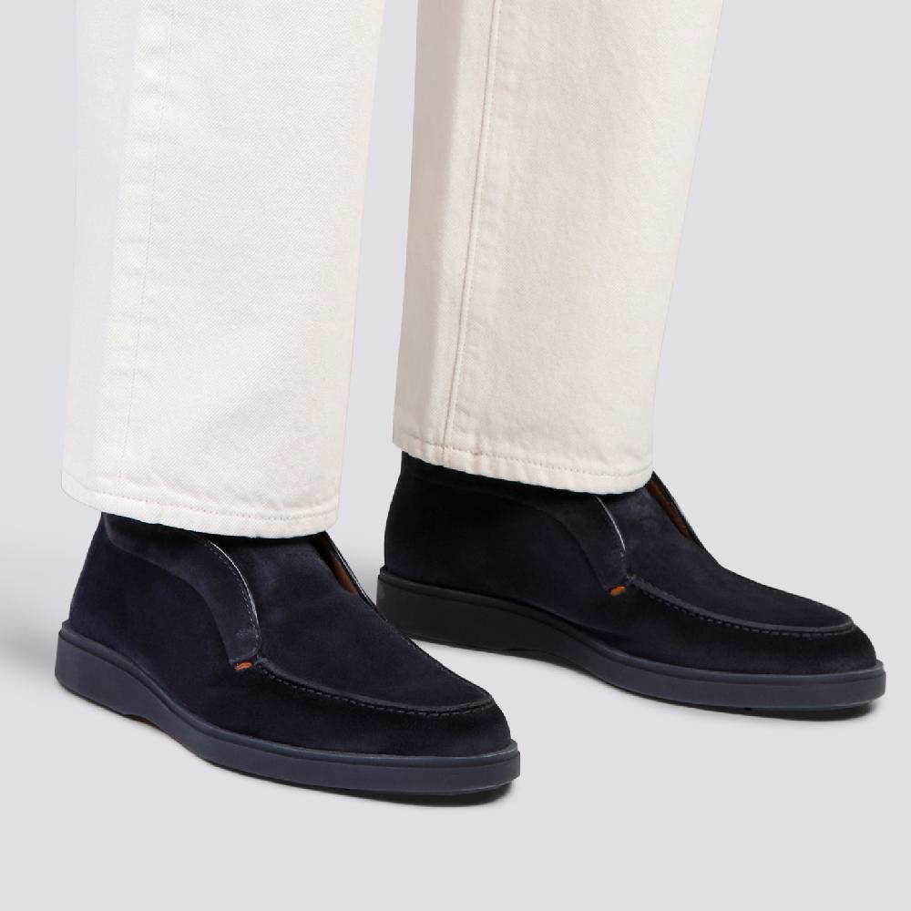 Santoni Stivaletto desert da uomo in suede blu Nuovo