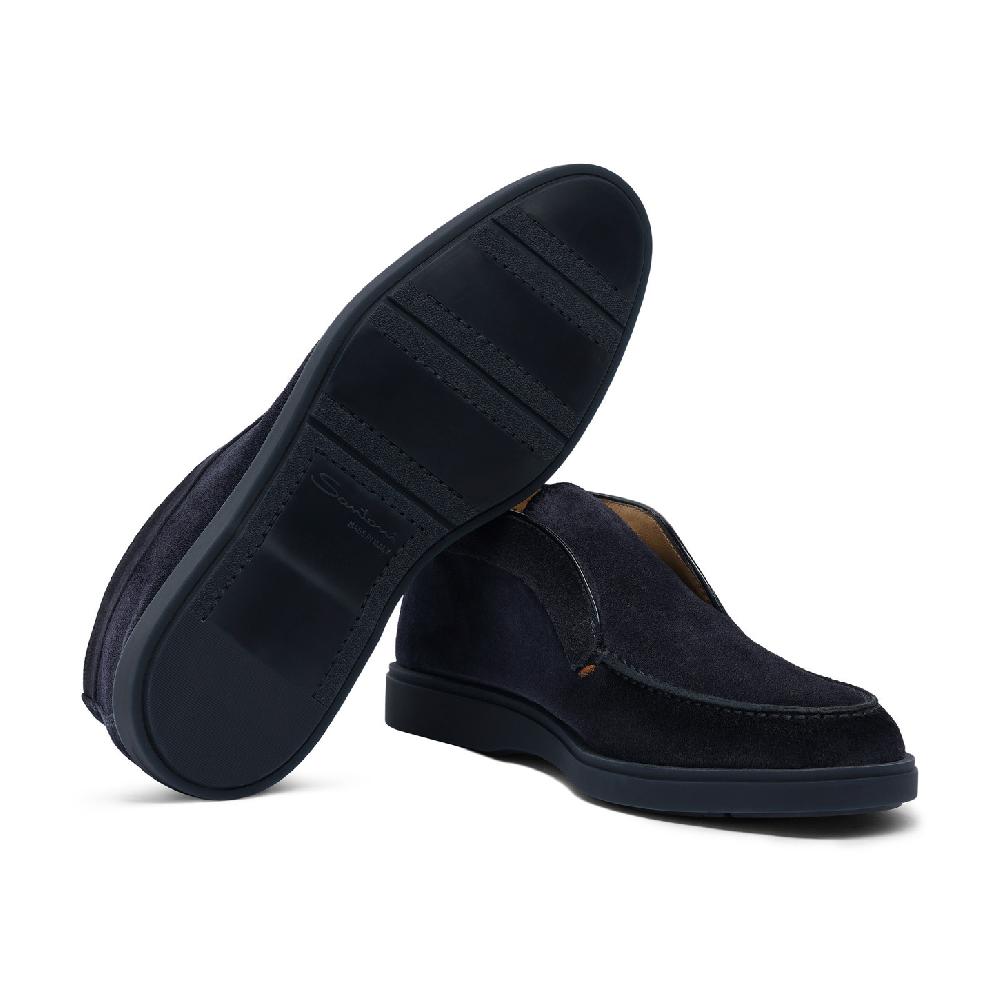 Santoni Stivaletto desert da uomo in suede blu Nuovo