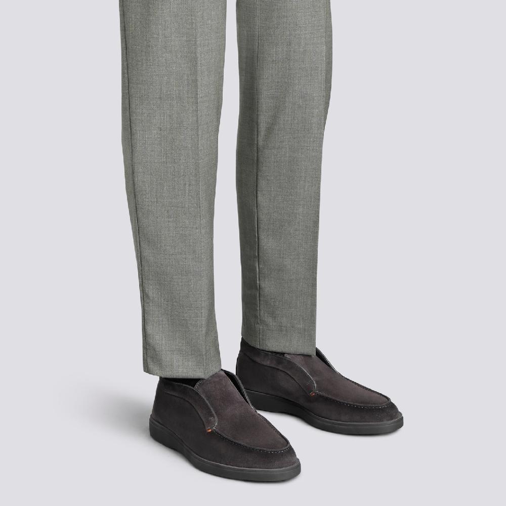 Santoni Stivaletto desert da uomo in suede grigio con pelliccia Qualità