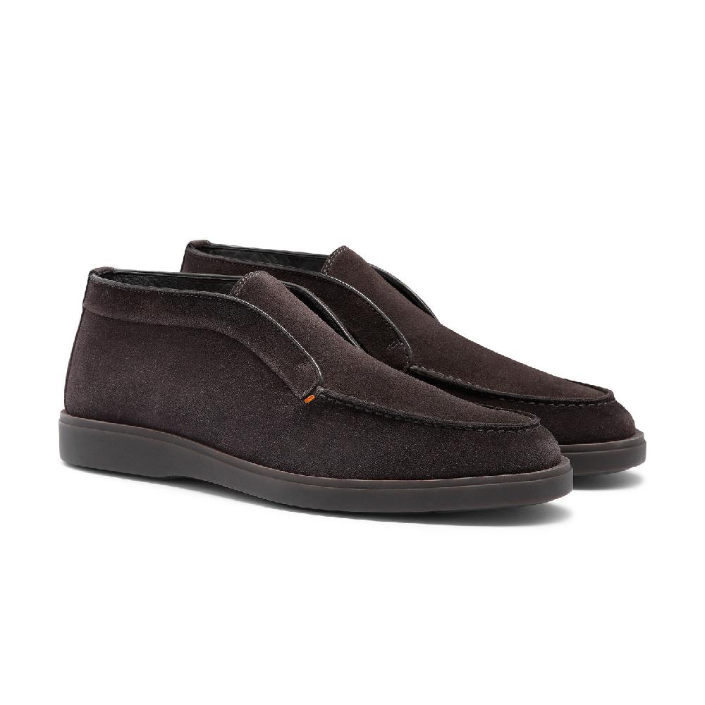 Santoni Stivaletto desert da uomo in suede grigio con pelliccia Qualità