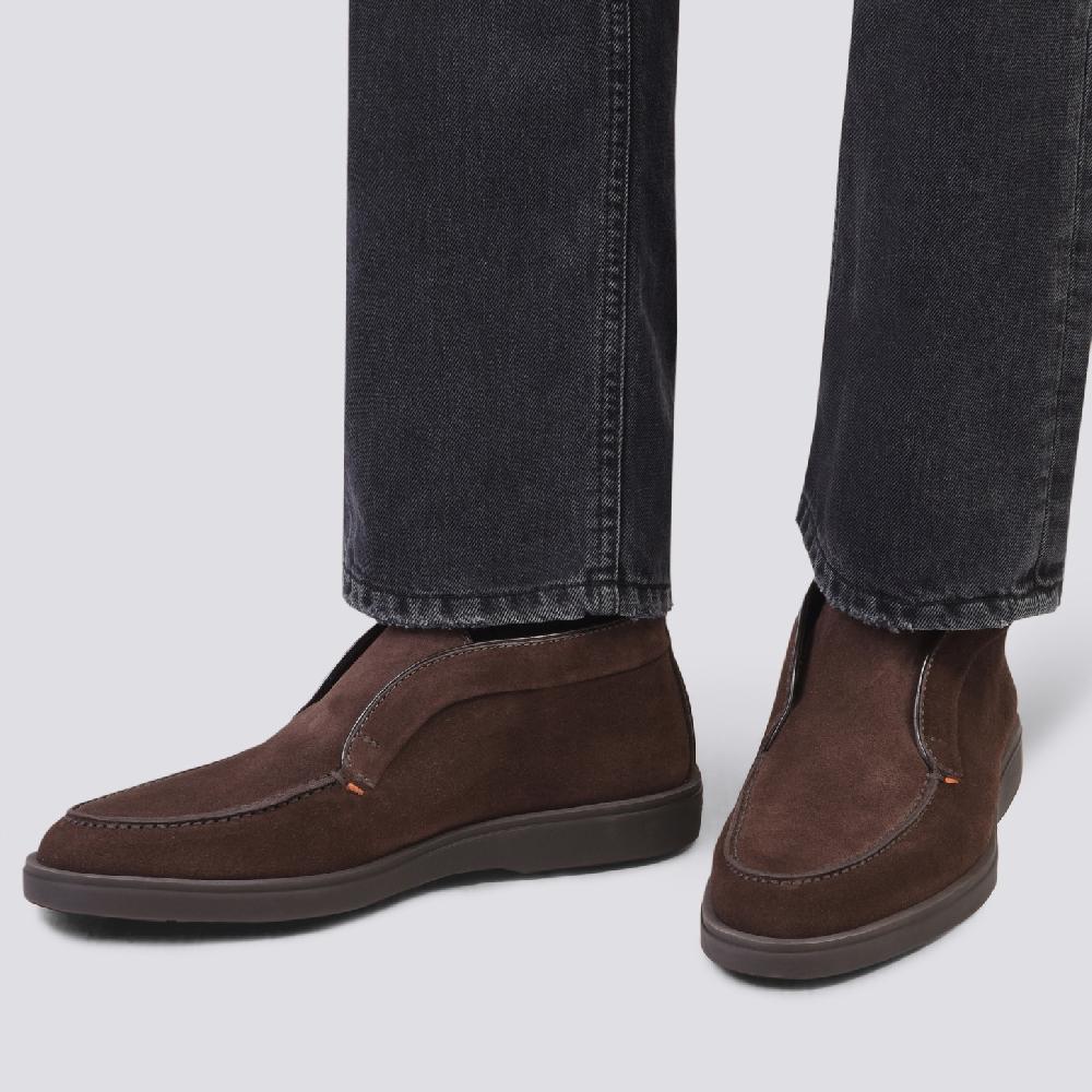 Santoni Stivaletto desert da uomo in suede marrone Vendita