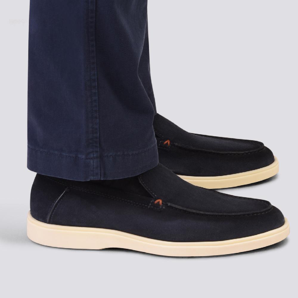 Santoni Mocassino da uomo in suede blu Spedizione Gratuita