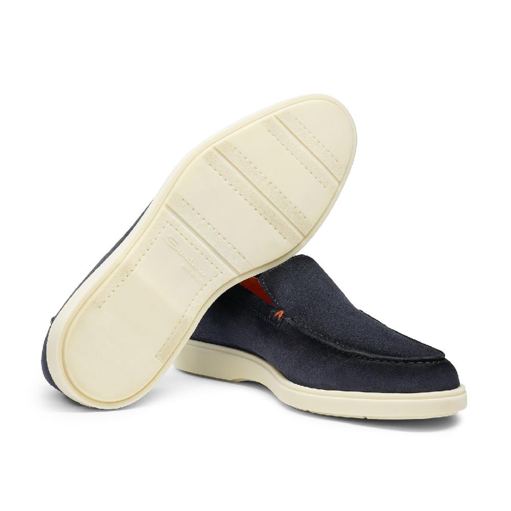 Santoni Mocassino da uomo in suede blu Spedizione Gratuita