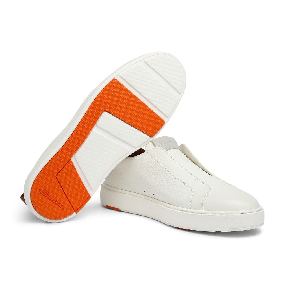 Santoni Sneaker slip-on da uomo in pelle bottalata bianca Pezzi Unici