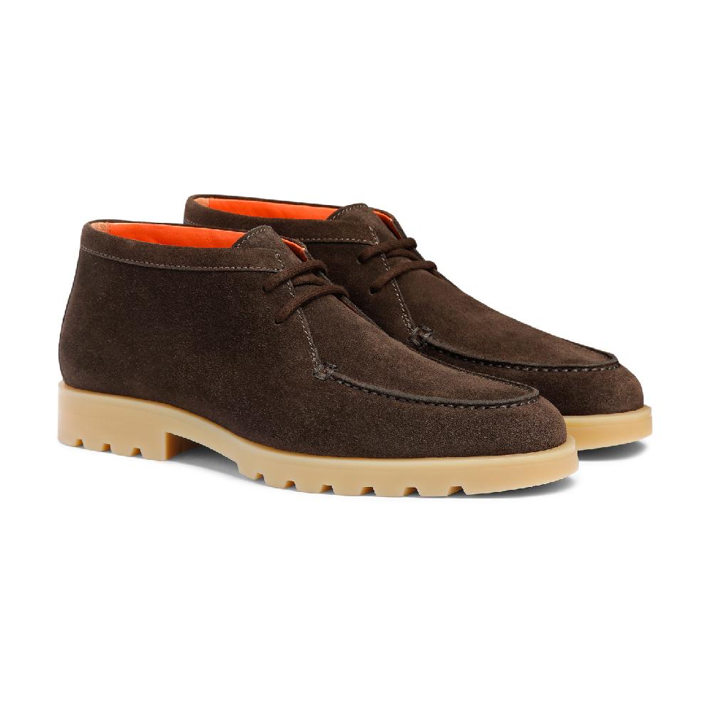 Santoni Stivaletto desert da uomo in suede marrone Qualità Garantita