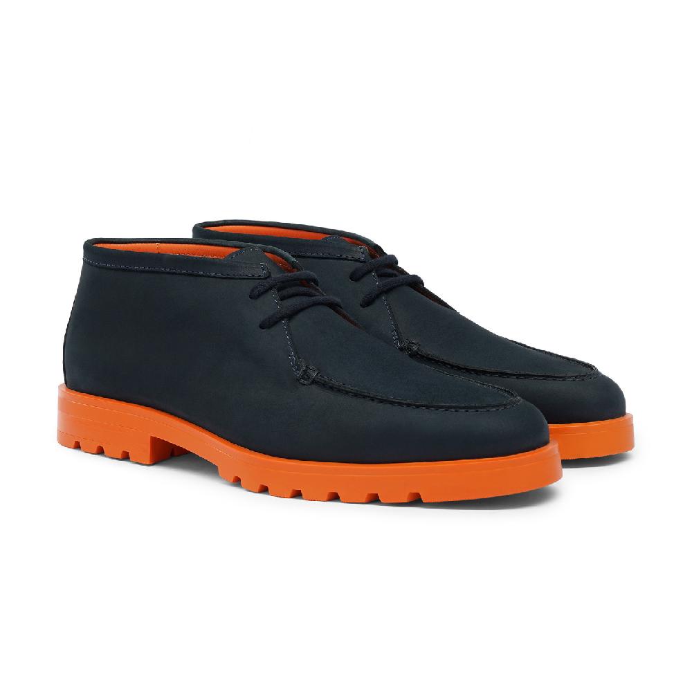 Santoni Stivaletto desert da uomo in nabuk blu e arancione Negozi Online