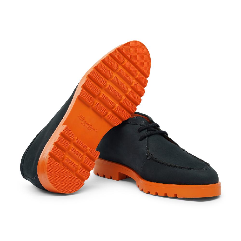 Santoni Stivaletto desert da uomo in nabuk blu e arancione Negozi Online