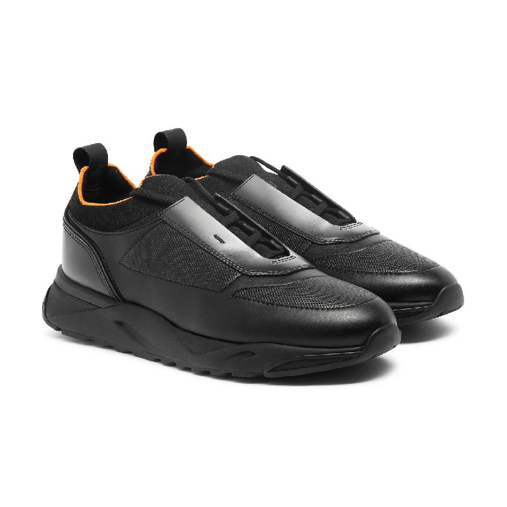 Santoni Sneaker da uomo in pelle nera Consegna Veloce