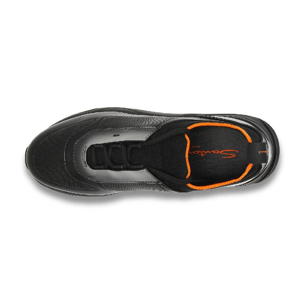 Santoni Sneaker da uomo in pelle nera Consegna Veloce