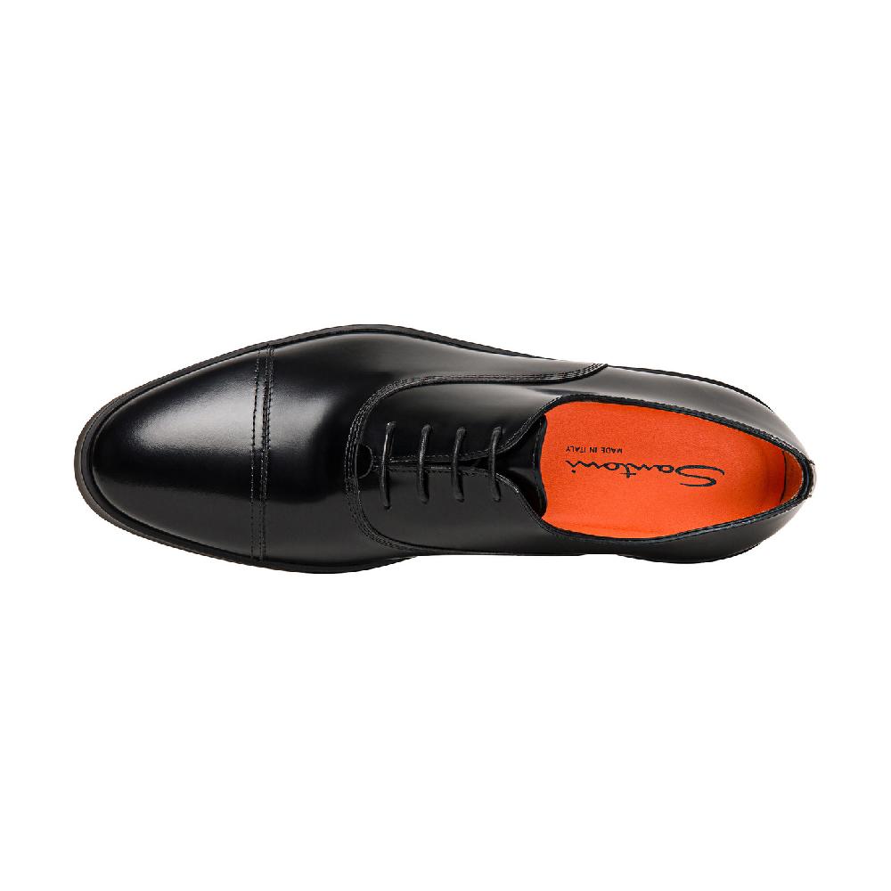 Santoni Stringata oxford da uomo in pelle lucida nera Promozione Limitata