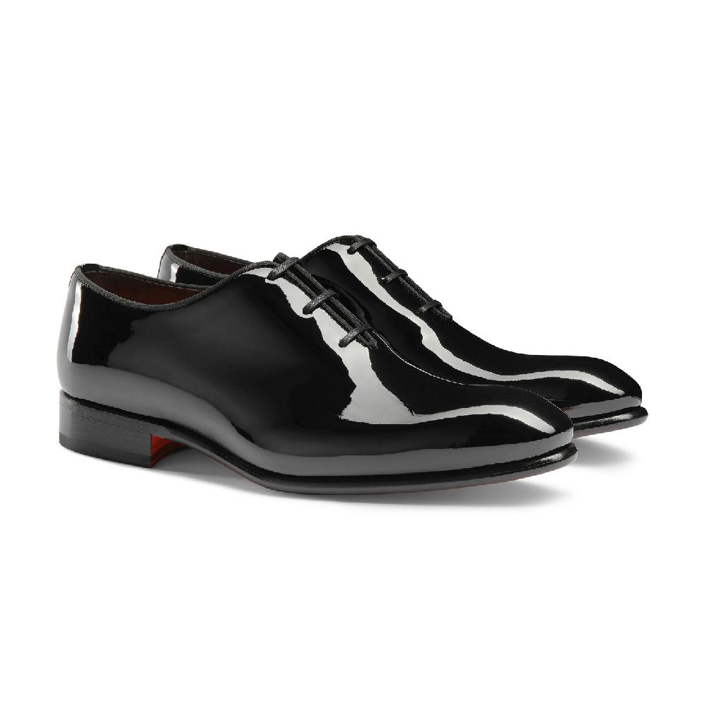 Santoni Stringata oxford da uomo in vernice nera Prezzo Ridotto