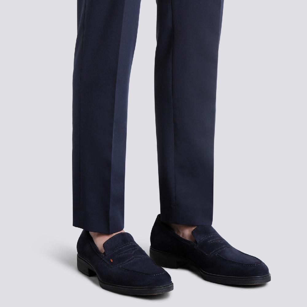 Santoni Mocassino Easy da uomo in suede blu Offerta