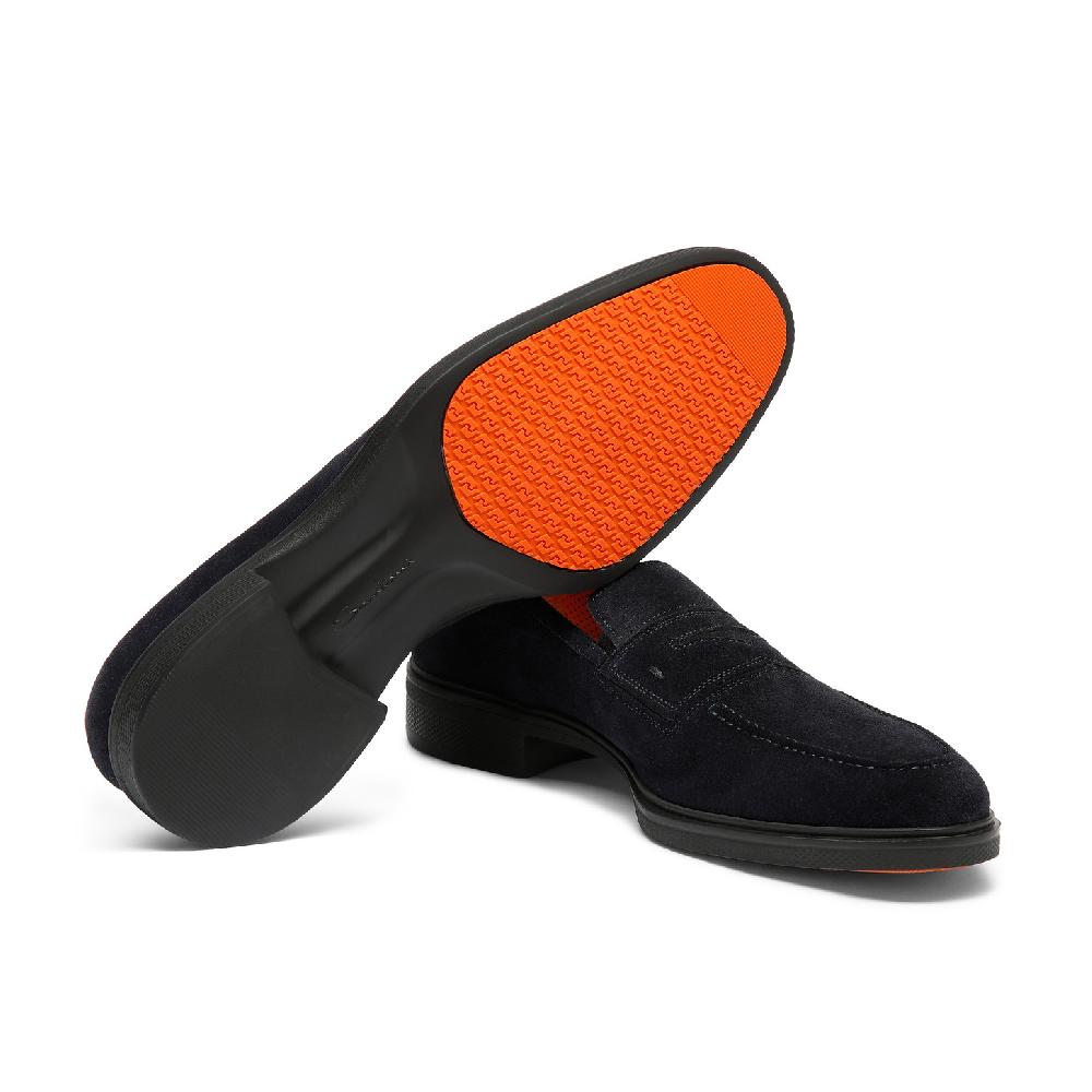 Santoni Mocassino Easy da uomo in suede blu Offerta