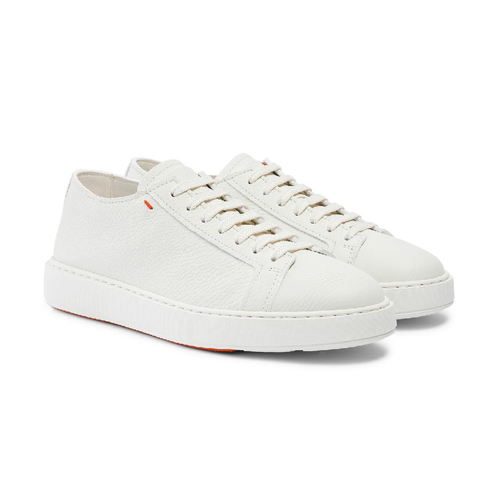 Santoni Sneaker da uomo in pelle bottalata bianca Economico