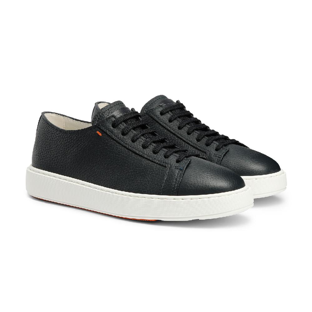Santoni Sneaker da uomo in pelle bottalata blu Online