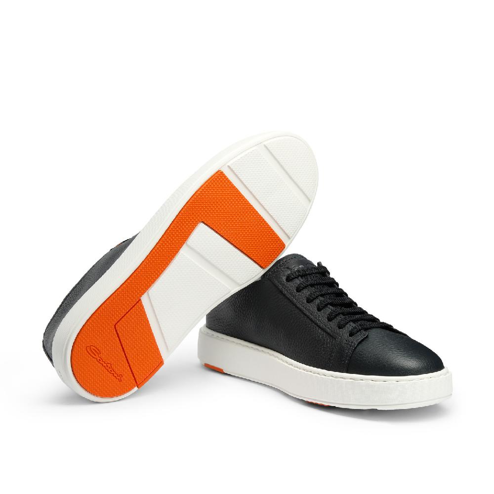 Santoni Sneaker da uomo in pelle bottalata blu Online