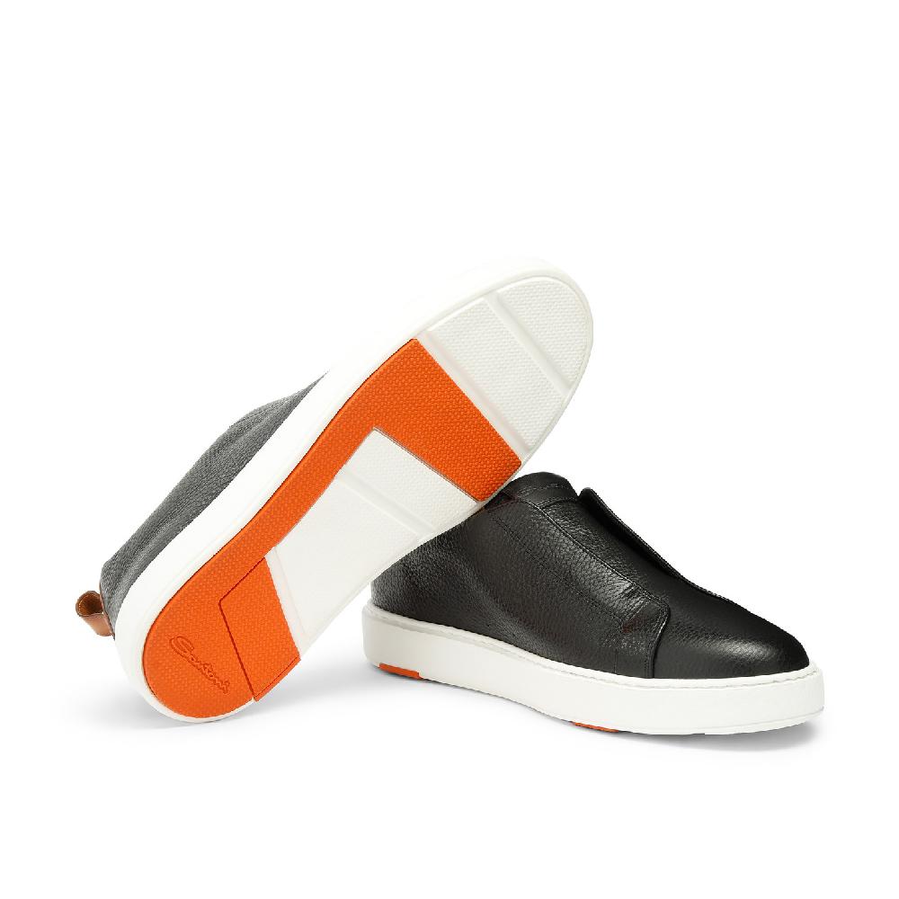 Santoni Sneaker slip-on da uomo in pelle bottalata nera Outlet
