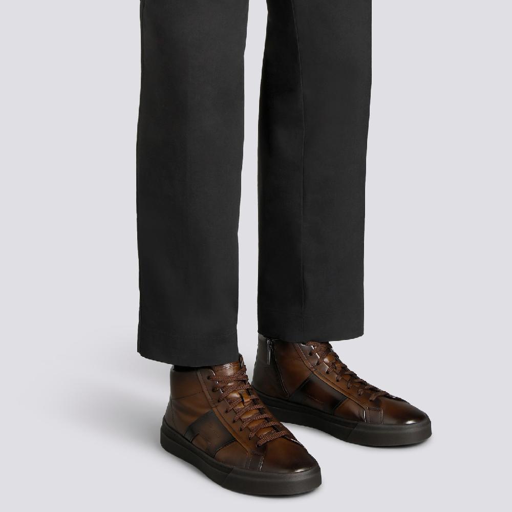 Santoni Double Buckle Sneaker da uomo in pelle testa di moro Offerte