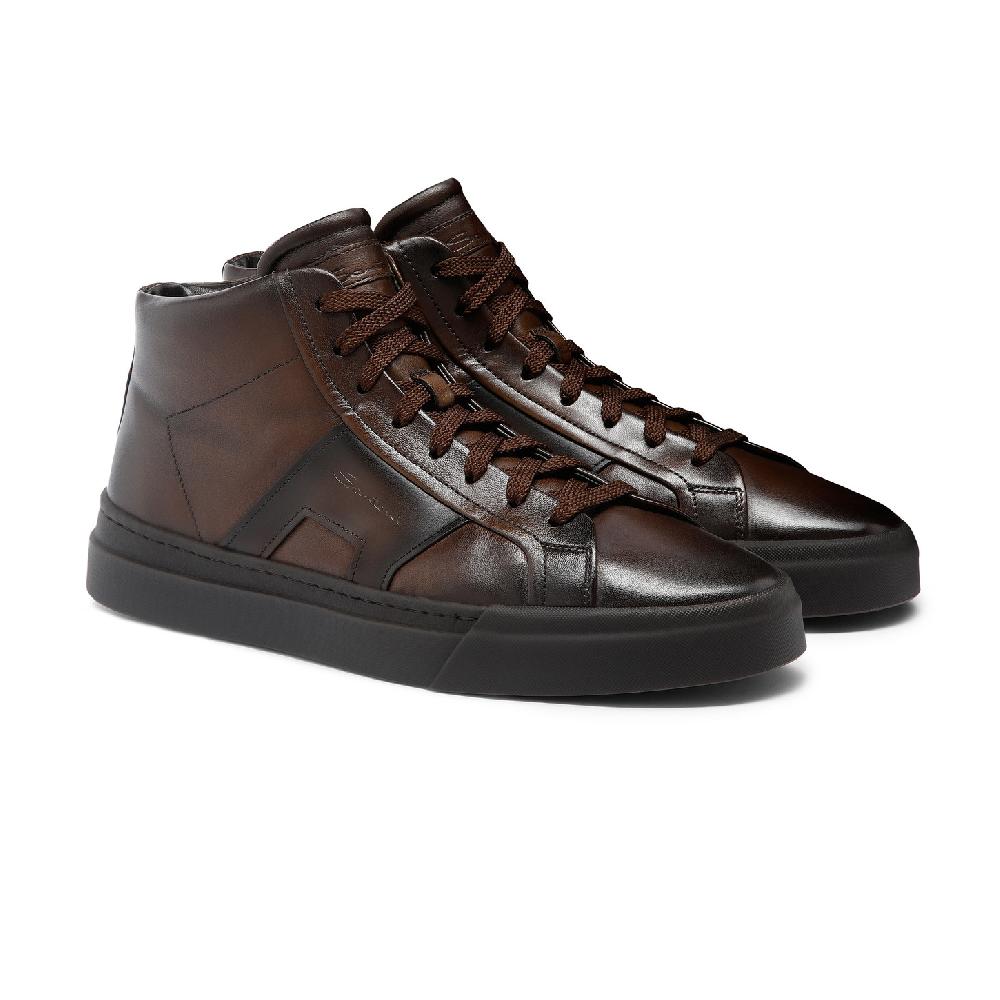 Santoni Double Buckle Sneaker da uomo in pelle testa di moro Offerte