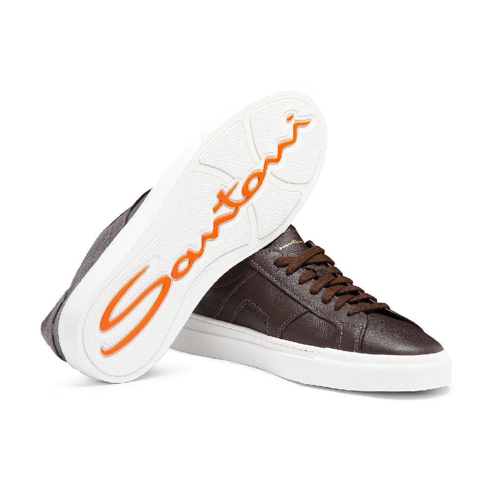 Santoni Double Buckle Sneaker da uomo in pelle bottalata testa di moro Hotsell